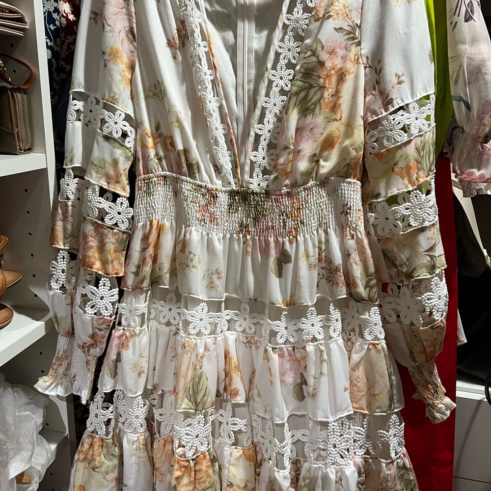 L’atiste Floral Lace Trim Dress NWOT